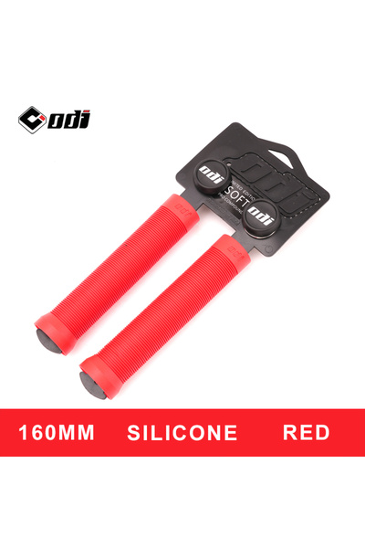 Choice مقابض دراجة هوائية ODI حمراء بطول 160 مم، مقابض مقود دراجة جبلية ممتدة بطول 160 مم، أساور سيليكون مانعة للانزلاق للدراجات الجبلية