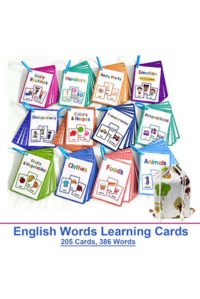 Choice ١٢ موضوعًا ٢٠٥ بطاقات ١٢ موضوعًا بطاقات تعليمية لكلمات اللغة الإنجليزية للأطفال على طريقة مونتيسوري كلمات عالية التردد مفردات