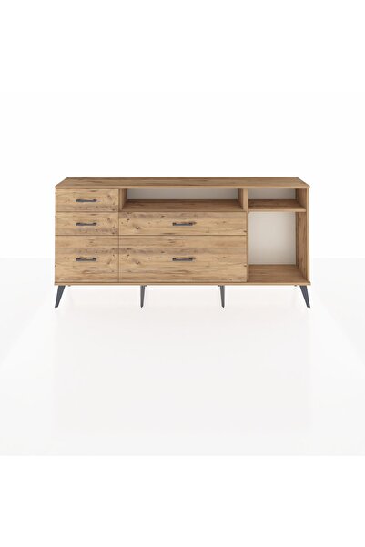 Dienni Arges Konsol 2 Raflı 5 Çekmeceli 176x30x83 Çam-Çam/Çam