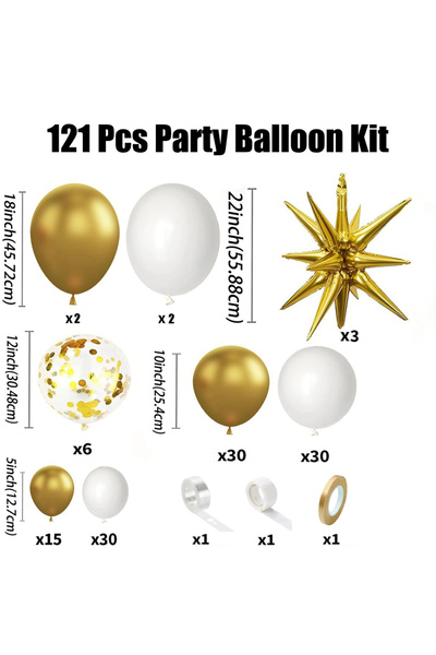 Choice مجموعة بالونات لاتكس بيضاء وذهبية أخرى مكونة من 121 قطعة، مناسبة لحفلا...