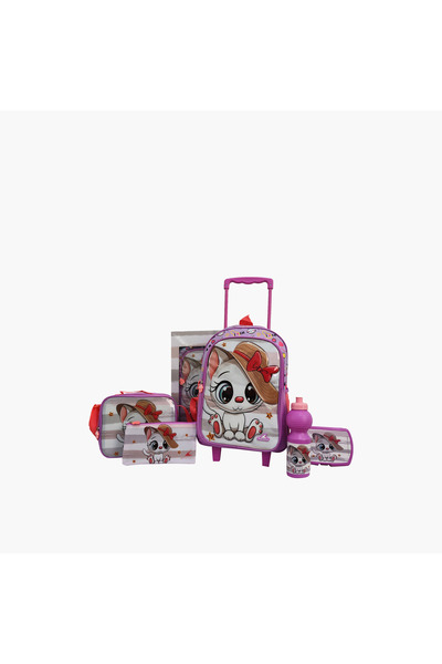 Royal Falcon طقم حقائب ظهر مكون من 5 قطع بنقشة قطة، مقاس 16 بوصة - 28×10×40 سم