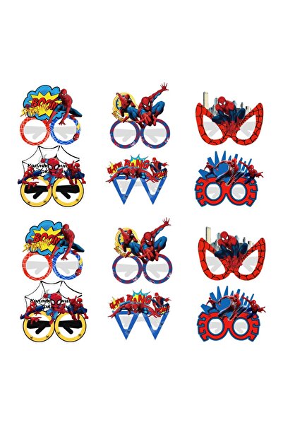 Choice 12 قطعة من لوازم حفلات عيد ميلاد سبايدرمان، دعائم تنكرية للأطفال، نظارات ورقية، أقنعة، صور احترافية