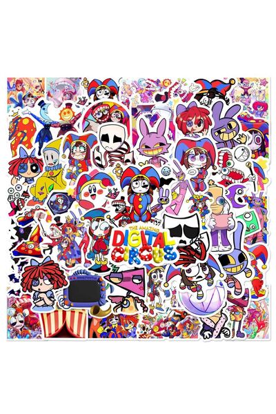 Choice 60 قطعة من ملصقات جرافيتي أنمي "السيرك الرقمي المذهل"، مقاومة للماء، يمكنك تركيبها بنفسك على لوح التزلج