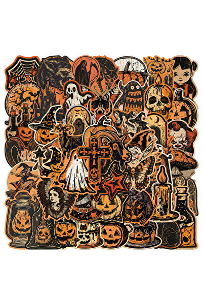 Choice 50pcs 50Pcs Retro Halloween Stickers Terrifying Pumpkin Luggage Phone ...