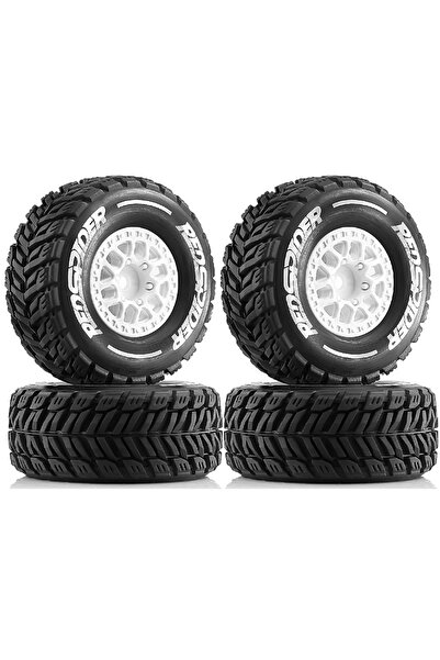 Choice 4 قطع إطارات بيضاء لشاحنة ميني موهافي القصيرة التي تعمل بالتحكم عن بعد بمقياس 1/14، 4 قطع إطارات لعجلات شاحنة LC القصيرة موهافي جروم