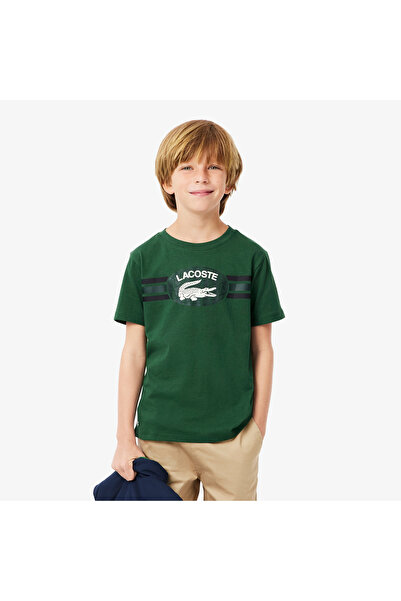 Lacoste تيشيرت قطني مطبوع عليه شعار - TJ0850-00-132