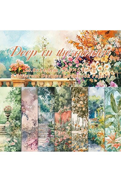 Choice ٨ أوراق من ورق الرسم الجميل لمناظر الحدائق، مثالية للتزيين، وتدوين الملاحظات، والقرطاسية ذات الطابع الكلاسيكي.