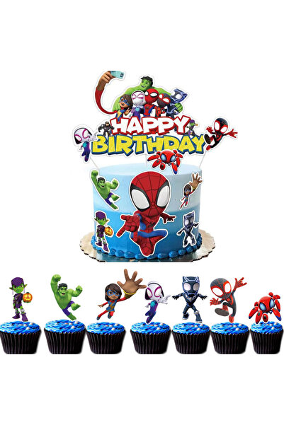 Miniso 9pcs cake tooper Spidey And His Amazing Friends Birthday Decoration Cake Topper Party Favor for Kids
