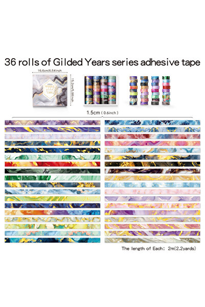Choice Marbling Tape S 36 Rolls Colored Marbling Washi Tape Set Bronzing Adhe...