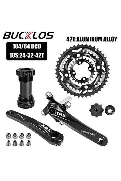 BUCKLOS طقم كرنك دراجة جبلية أسود 3x10S AL-BB، 2x10S، 3x9S، 3x10S، طقم كرنك دراجة جبلية مزدوج ثلاثي السرعات B