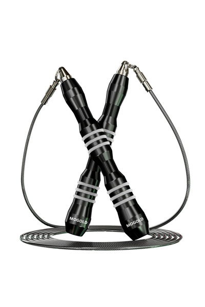 Choice T77-Black MOGOLD Jump Rope | Metal Non-Slip Handles, Super Durable Ste...
