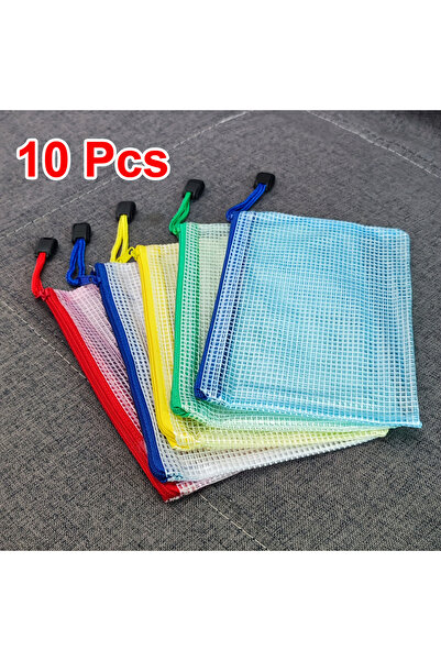 Choice 10 Pcs 10 Pcs Mixed Color (A6 Size 6.85 X 4.56 Inch) Document Bag Mesh Zipper Pouch Document Bag Sta
