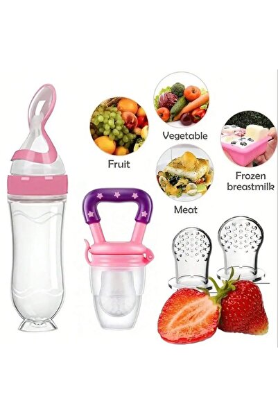 Choice1 طقم تغذية أطفال وردي مكون من 4 قطع، زجاجة رضاعة بقاعدة شفط، زجاجة أرز...