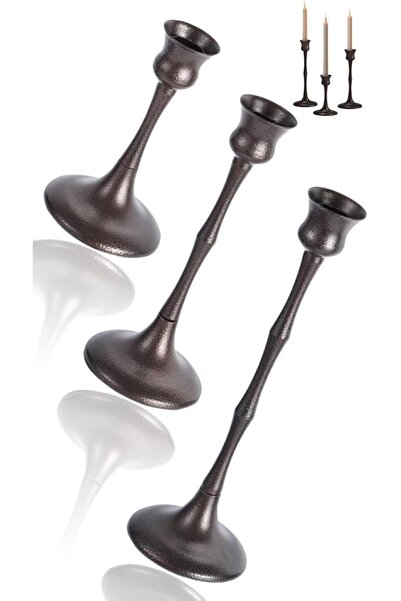The Bros Honwor Vintage Candle Holder Set of 3, Decorative Metal Pillar Candl...