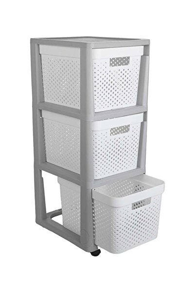 Noon East طقم أدراج بلاستيكية ثلاثية الطبقات - خزانة تخزين قائمة بذاتها باللو...