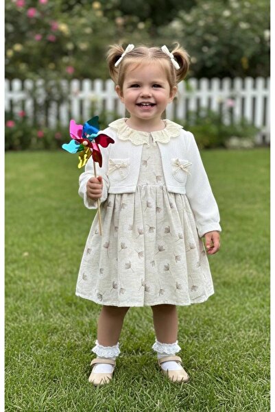 mayakids فستان بوليرولو بنمط أوراق الشجر للفتيات، فستان مكون من قطعتين