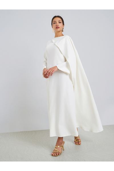 Styli فستان سهرة ماكسي نسائي بتفاصيل الكاب