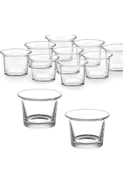 The Bros حوامل شموع زجاجية شفافة سميكة، أكواب شموع صغيرة، 6 قطع