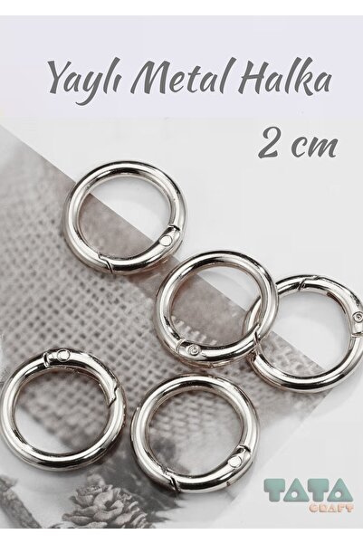 TATA CRAFT Metal Yaylı Çanta Aksesuar Halkası 4 Adet Çap: 2cm Anahtarlık Akse...