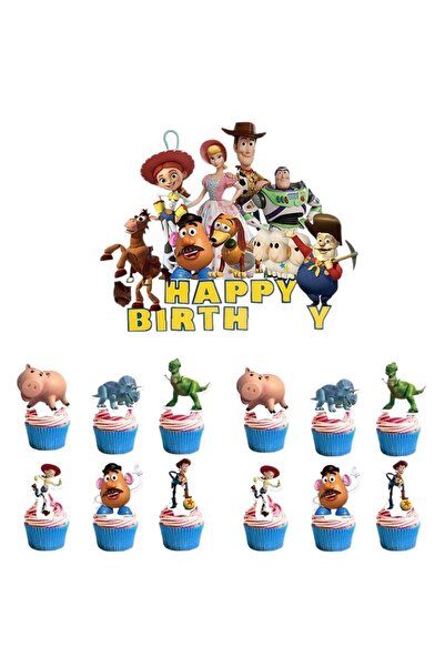 Miniso 13pcs cake topper Toy Story Party Supplies Blue Cake Toppers For Kids Happy Birthday Cake Decoration