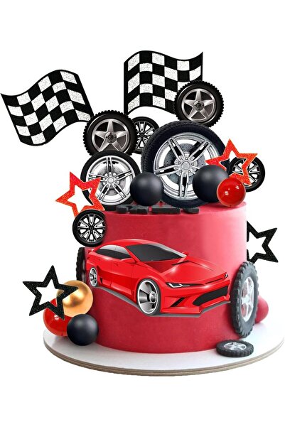 Choice 27pcs 27PCS Racing Wheel Cake Topper Tyre Cake Decor for Man Boy Kid Birthday Party Racing Theme Par