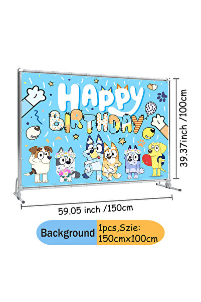 Choice خلفية واحدة من قماش بلووي بينغو، مناسبة لحفلات أعياد ميلاد الأطفال، بتصميم أنمي، مصنوعة من القماش، مثالية للعائلة.