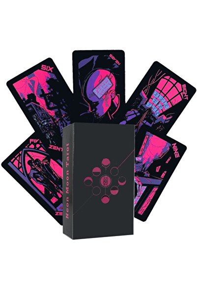 Choice مجموعة أوراق التارو SB33 نيون مون - حجم الجيب مع علبة قابلة للطي، أوراق تارو للعبة لوحية للتنبؤ بالقدر