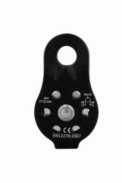 Choice بكرة تسلق سوداء شديدة التحمل من الألومنيوم بقوة 26 كيلو نيوتن، مجموعة بكرة حبل دوارة مفردة لحبل قطره 12 مم / للسحب