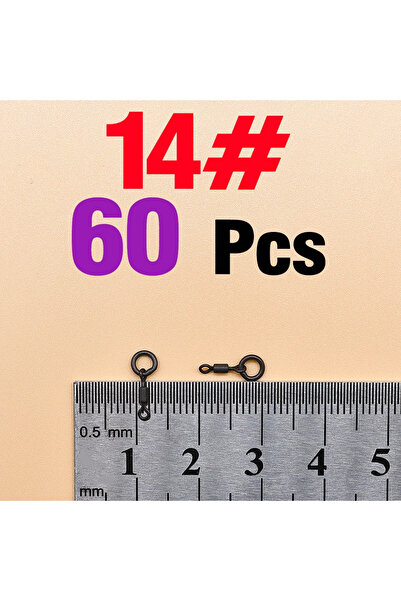 Choice Size 14 MNFT 60Pcs Carp Fishing Swivels Hair Rig Quick Change Solid Ri...