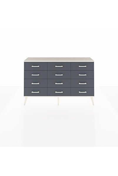 Dienni Arges Konsol 12 Çekmeceli 132x30x83 Çam-Aytaşı/Antrasit