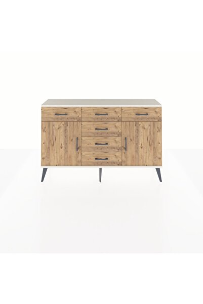 Dienni Arges Konsol 2 Raflı 6 Çekmeceli 2 Kapaklı 132x30x83 Aytaşı-Çam/Çam