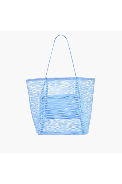 Lifestyle حقيبة تسوق شبكية مزودة بجيب داخلي ومقبض مزدوج