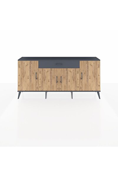 Dienni Arges Konsol 3 Raflı Tek Çekmeceli 4 Kapaklı 176x30x83 Antrasit-Çam/An...