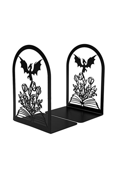 Miniso فواصل كتب معدنية على شكل كتاب بتصميم تنين الجناح الرابع وزهور، مانعة ل...