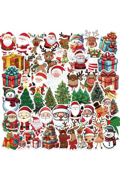 Choice ٥٠ قطعة من ملصقات فنية جمالية برسومات كرتونية لطيفة لعيد الميلاد، مثال...