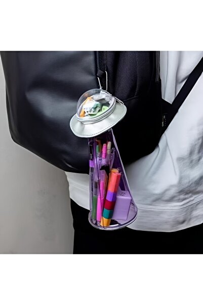 Choice علبة أقلام رصاص جديدة بتصميم إبداعي على شكل طبق طائر، لون بنفسجي، حامل...