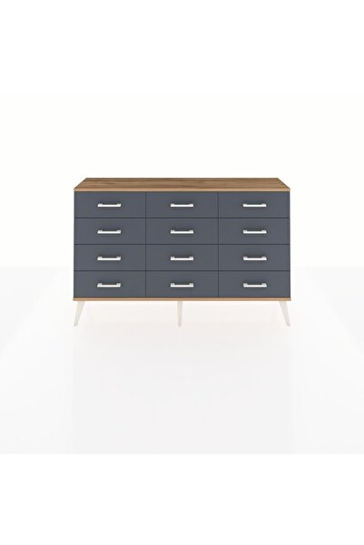 Dienni Arges Konsol 12 Çekmeceli 132x30x83 Çam-Çam/Antrasit