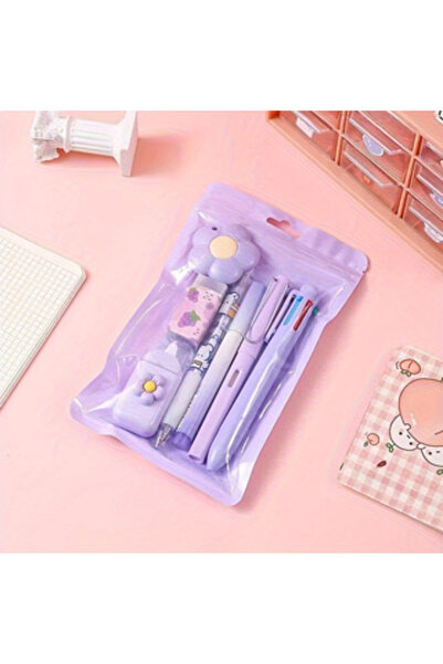 Choice مجموعة أدوات كتابة لطيفة باللون الكريمي مكونة من 7 قطع، مثالية للمدرسة وعيد الميلاد، هدية رائعة للطلاب.