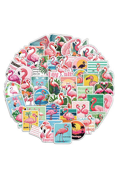 Choice ٥٠ قطعة من ملصقات فلامنجو كرتونية لطيفة، مناسبة لأغطية الهواتف، وأجهزة...