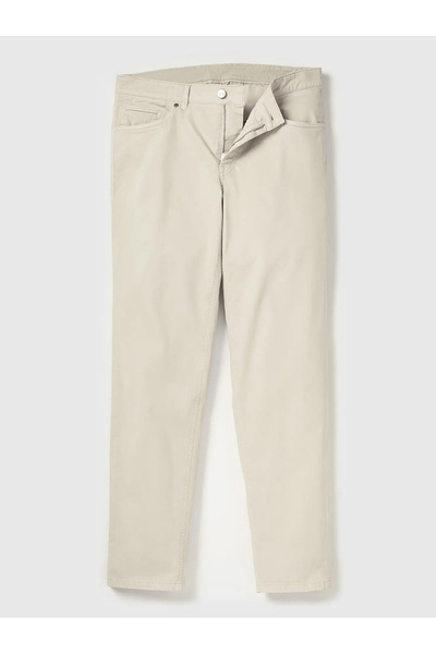 Hiltl Beige 5 Pocket Gabardine Regular Washed Fit Cotton Trousers