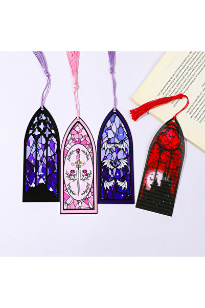 Miniso أربع قطع من فواصل الكتب المصنوعة من الأكريليك على شكل خفافيش بنمط قوطي...