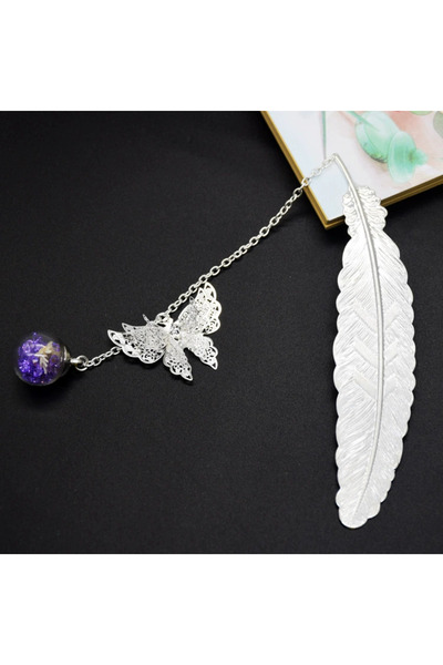 Choice فاصل كتب فضي بتصميم فراشة عتيق، فاصل كتب معدني إبداعي بتصميم فراشة وري...