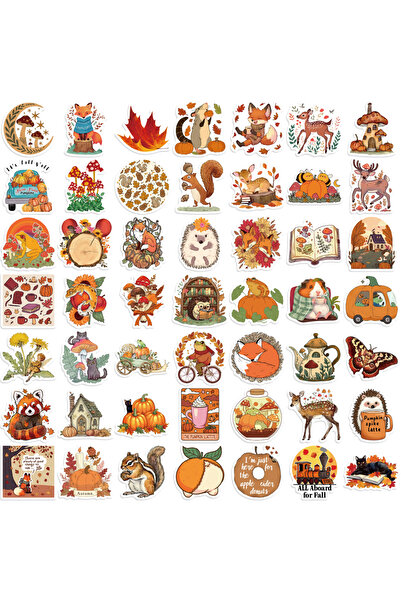 Choice 50 قطعة من ملصقات غابة الخريف، مناسبة للمكتب والثلاجة والكمبيوتر ولوح ...