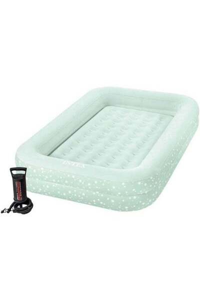 Intex طقم سرير هوائي للسفر للأطفال مع مضخة يدوية - تصميم نجمة