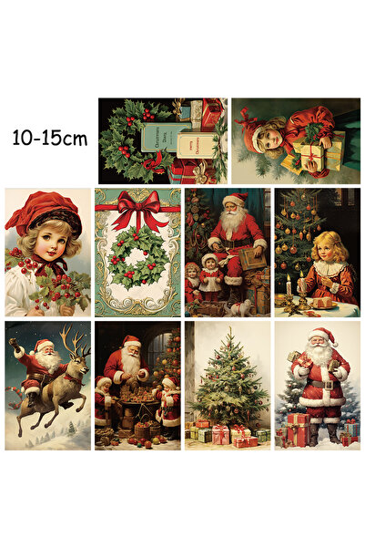 Choice ١٠ قطع من ملصقات بطاقات عيد الميلاد الكلاسيكية مقاس ١٠×١٥ سم، ملصقات ج...