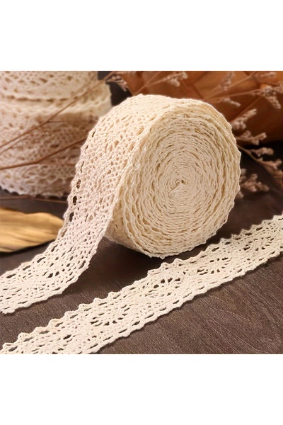 Choice 2.6CMX5m 1pcs 10Yards Beige Fabric Lace Trim Ribbon for Clothing Accessories Bows Ribbons DIY Decora