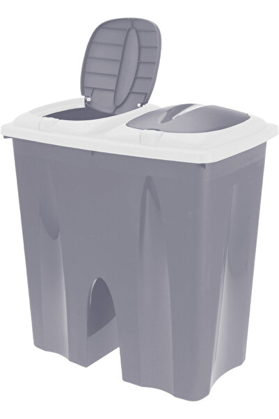 Excellent Houseware 2-compartment waste bin, plastic, 50x30x55 cm, gray