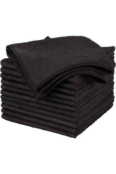 Generic Microfiber Cleaning Cloths 12-Pack, 30x30cm, Black