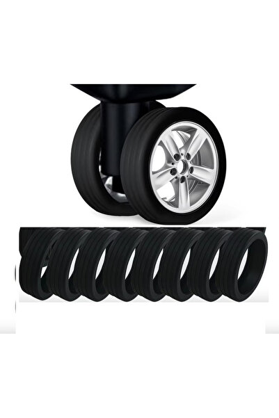 OEM Set 8 buc Huse de protectie din silicon pentru rotile de la valize, Negru