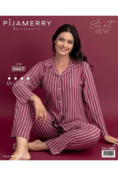 PİJAMERRY Σετ πιτζάμες με μακρυμάνικο γιακά πουκάμισο από σουέτ